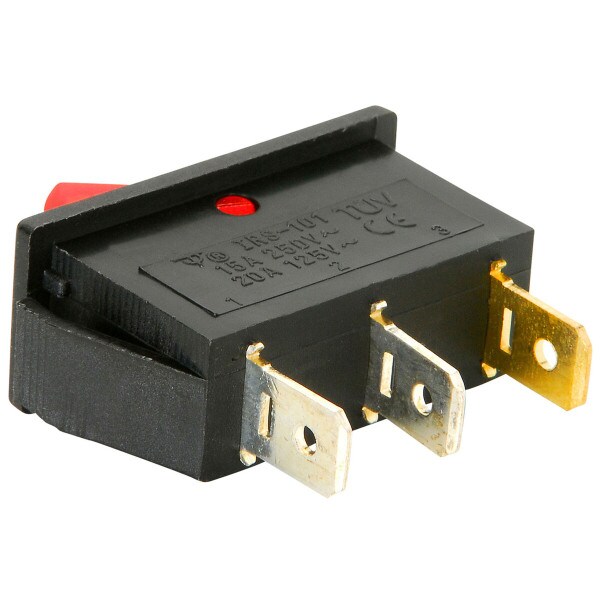 Main product image for SPST Large Rocker Switch w/Red Illumination 125VAC 060-708